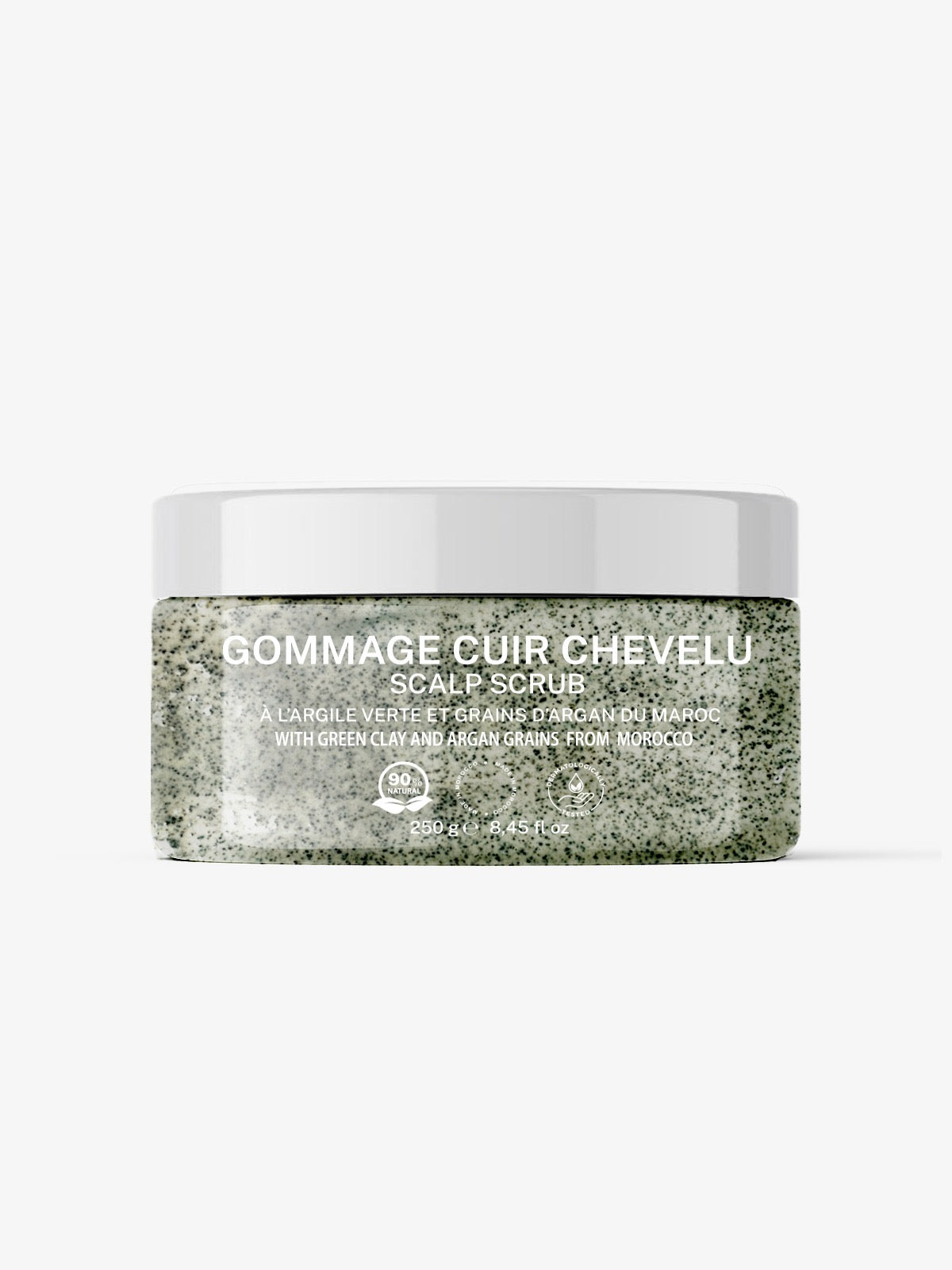 Scrub per il cuoio capelluto con argilla verde e grani di argan marocchino