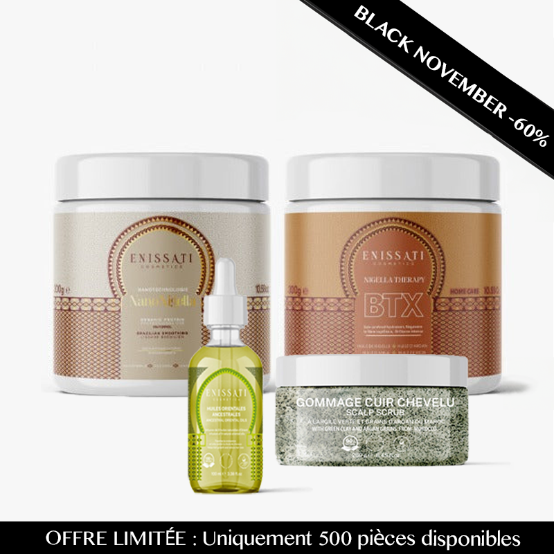 PACK BLACK NOVEMBER pousse : lissage + btx + gommage + huile repousse