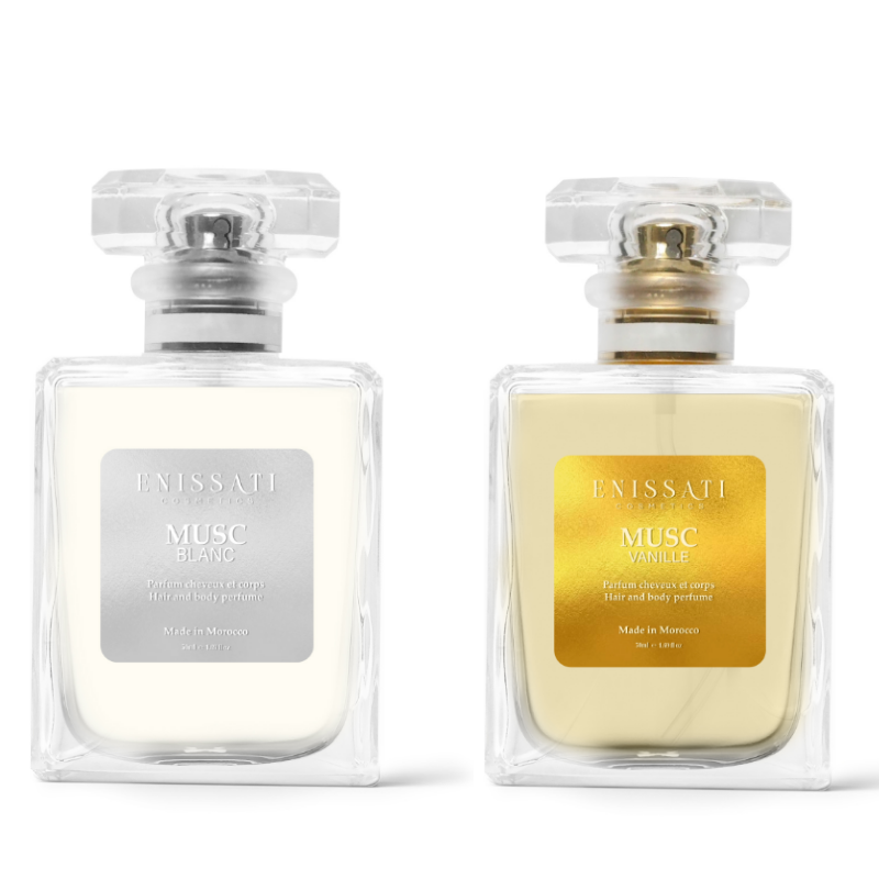 Duo irrésistible : Parfum musc blanc + Parfum musc blanc vanille